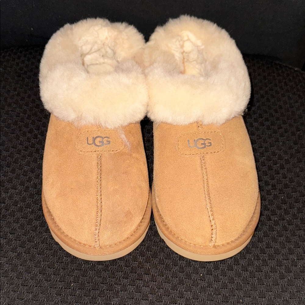 UGG Chestnut Suede Slippers with Soft Cream Lining